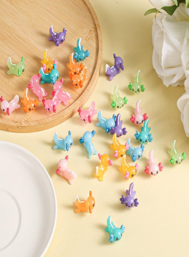 XIHIRCD 24pcs Mini Axolotl Figures, Little Resin Axolotl Miniature Axolotl Charms Tiny Small Animal Figurines Ornament Toy for DIY Craft Garden Landscape Dollhouse Potted Plants Decorations (8 Colors) - Image 3